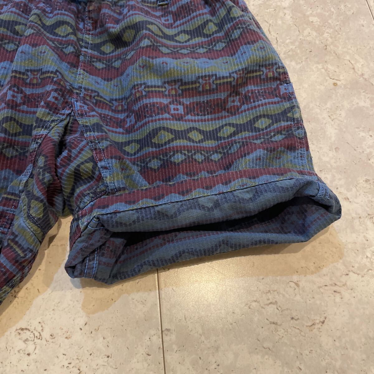 Ｌサイズ 良好 ROKX ロックス クライミングショートパンツ 青系 ハーフパンツ 総柄 コットン 短パン ショーツ アウトドア_画像6