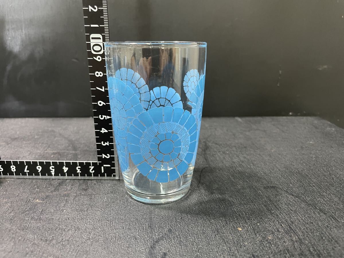 昭和レトロ 佐々木硝子 フリーラック Lovely TUMBLER SET 5 タンブラー グラス コップ 花柄 ブルー レトロポップ インテリア コレクション_画像7