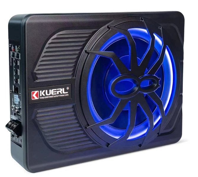 10インチ 800W スリムアクティブトラックサブウーファー 青色LEDライト付き バススピーカー パワーアンプ コンポーネント 放熱性 （A275)