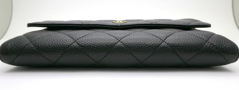 長財布 CHANEL シャネル マトラッセ ココマーク ロゴモチーフ キャビアスキン ブラック 付屬品有 ブランド小物 1円~　K0171