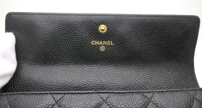 長財布 CHANEL シャネル マトラッセ ココマーク ロゴモチーフ キャビアスキン ブラック 付屬品有 ブランド小物 1円~　K0171