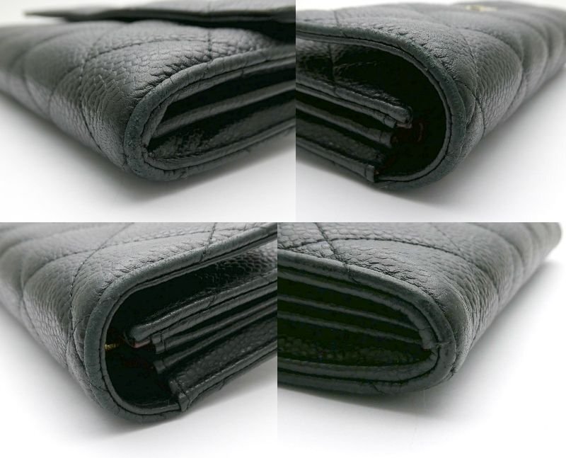 長財布 CHANEL シャネル マトラッセ ココマーク ロゴモチーフ キャビアスキン ブラック 付屬品有 ブランド小物 1円~　K0171