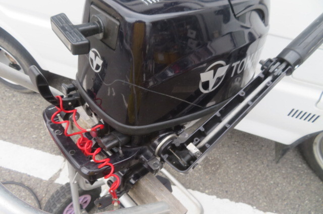 トーハツ船外機４スト６馬力ーs　タンクホース付機関良好