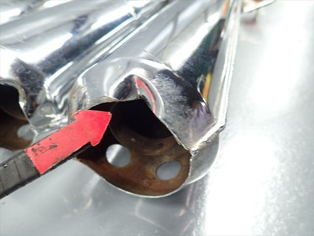 β250912-4 カワサキ 250SS 250ss マッハ S1F (S50年式) 絶版！希少！ 純正 マフラー サイレンサー 排気漏れ無！小凹み、傷、内錆有！_画像4