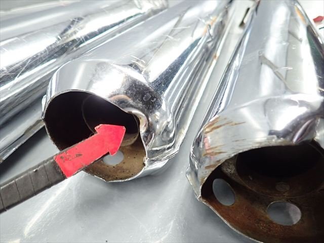 β250912-4 カワサキ 250SS 250ss マッハ S1F (S50年式) 絶版！希少！ 純正 マフラー サイレンサー 排気漏れ無！小凹み、傷、内錆有！_画像3