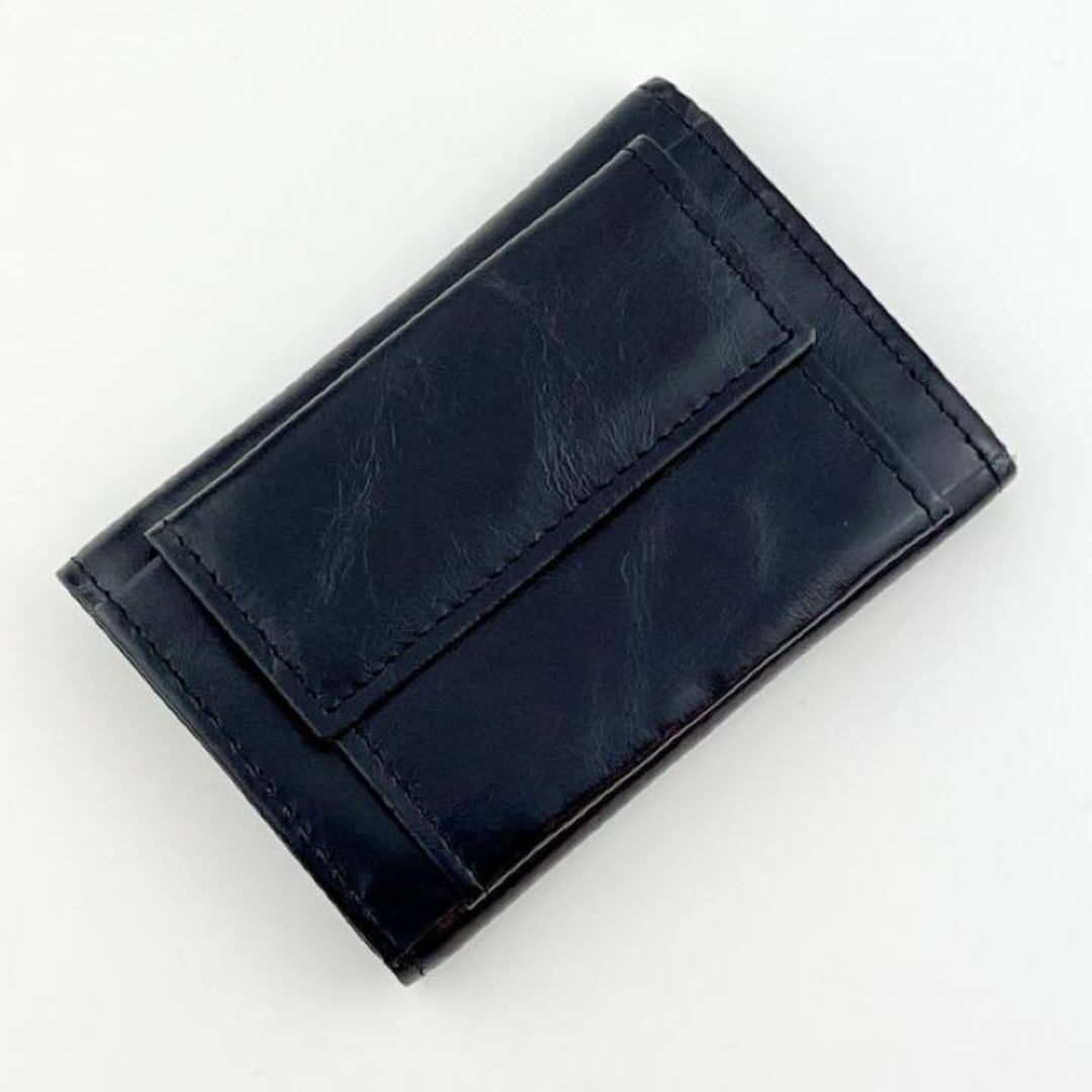 本革 三つ折り 財布 メンズ レディース コンパクト 小銭入れ プレゼント 黒　ブラック_画像2