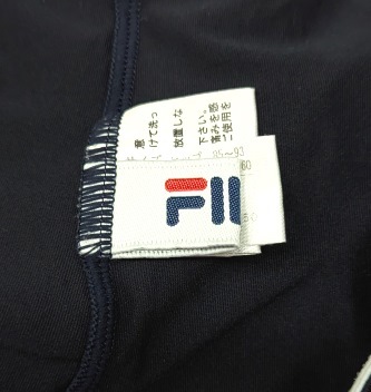 3634C 送料185円? FILA フィラ 光沢 ネイビー 青ライン ロゴ入り レディース ロング コンプレッションタイツ Mサイズ