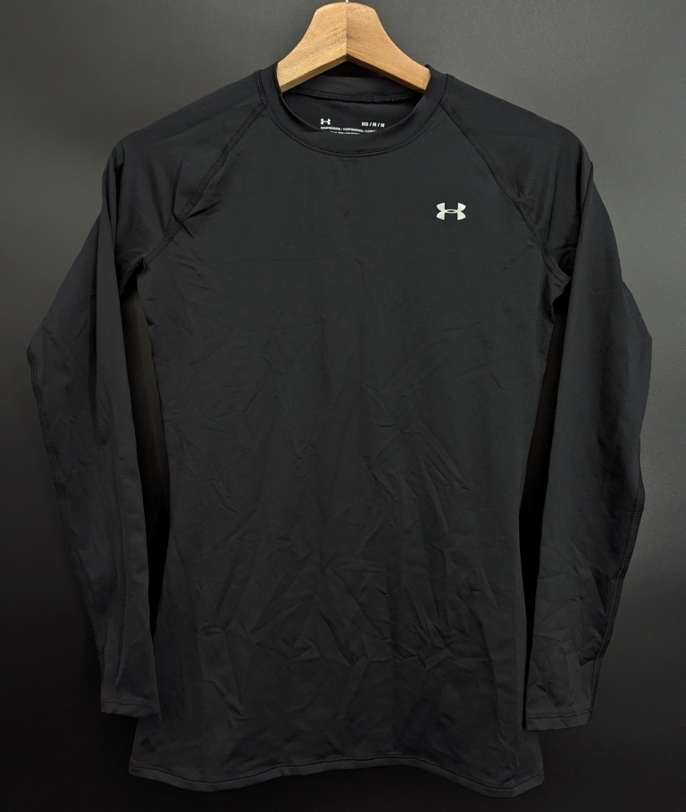 4254C 送料185円? UA アンダーアーマー LS Crew 1333520 ヒートギア レディース ブラック 長(zhǎng)袖 コンプレッションシャツ MD