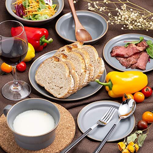 TAMAKI カレー パスタ皿 エッジライン グレー 直径21×高さ4.6cm 700ml 電子レンジ・食洗機対応 T-_画像6