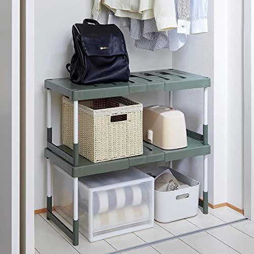 Belca сделано в Японии место хранения полки шкаф * вдавлено inserting открытый стеллаж раздвижной 2 шт. ввод ширина 76.5~92× глубина 37× высота 35