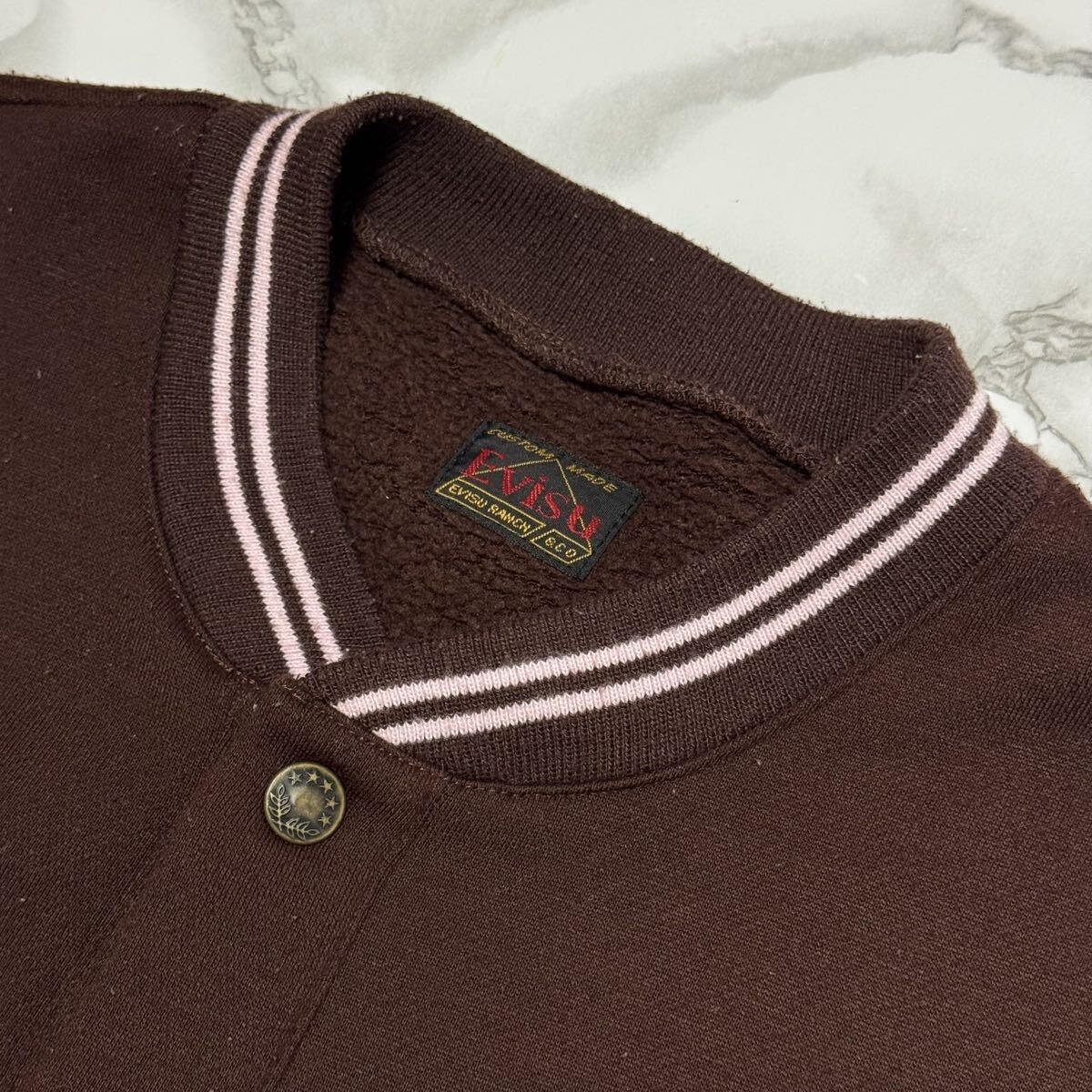 希少【EVISU エヴィス】大黒 ロゴ 刺繍 ペイント/スウェット スタジャン/ジャケット ブルゾン