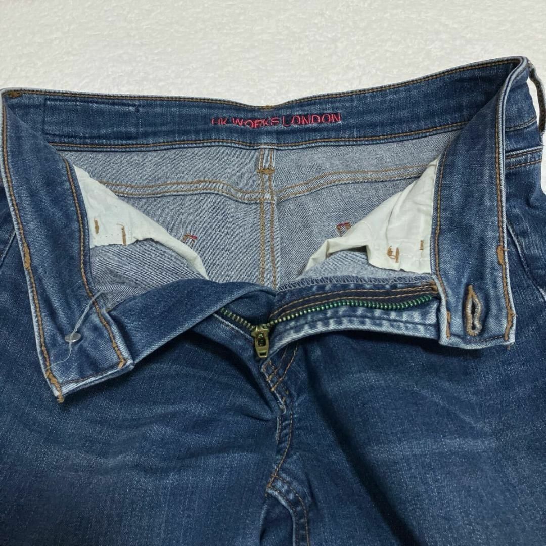 ☆HK WORKS LONDON エイチケーワークスロンドン☆デニム ジーンズ スリムテーパード ストレッチ レディース ブルー 刺繍 [送料無(wú)料] a5030