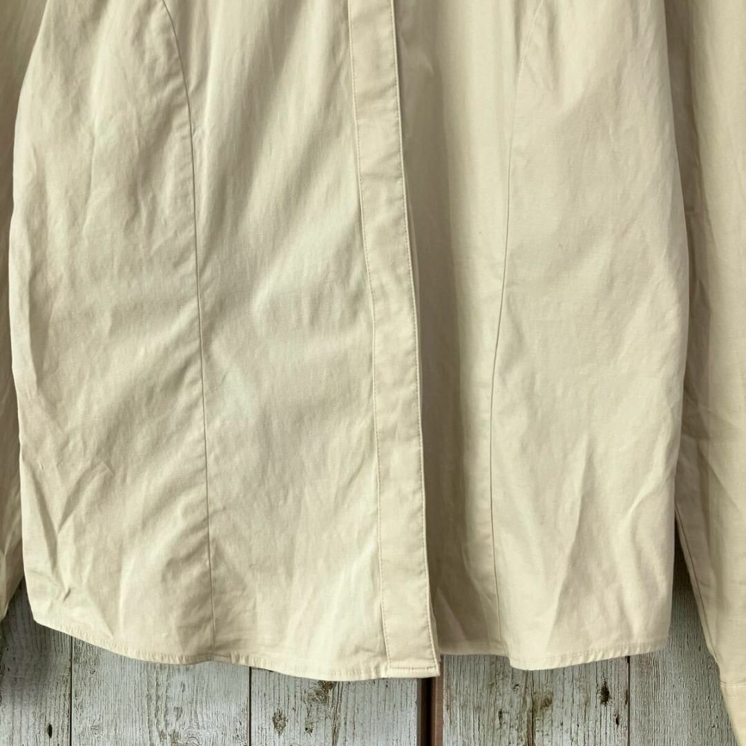 ☆LIFE&BEAUTY☆日本製☆スキッパー シャツ 比翼ボタン ベージュ 11号 M～L レディース 長袖 ストレッチ [送料無料☆匿名配送] t4743_画像3