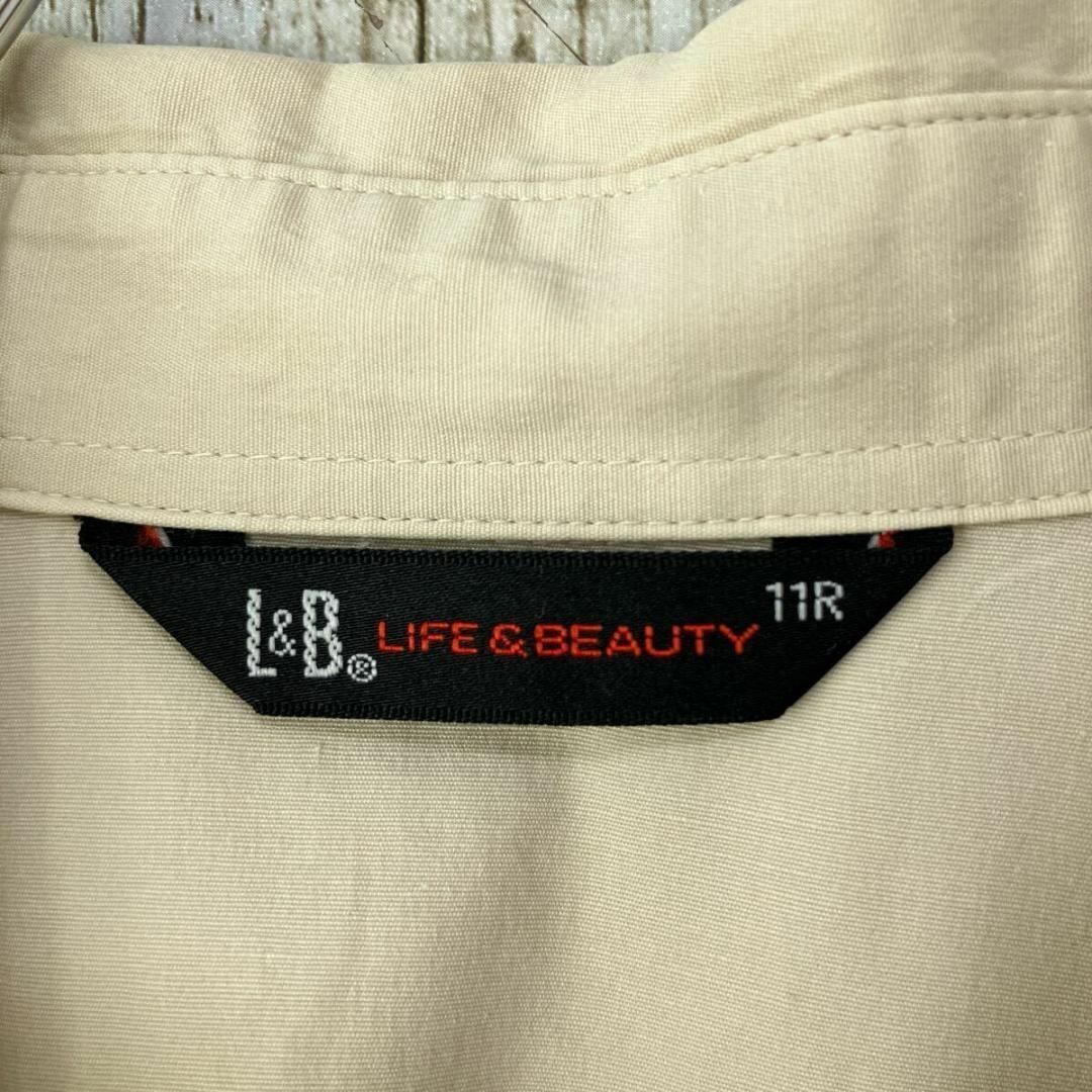 ☆LIFE&BEAUTY☆日本製☆スキッパー シャツ 比翼ボタン ベージュ 11号 M～L レディース 長袖 ストレッチ [送料無料☆匿名配送] t4743_画像4