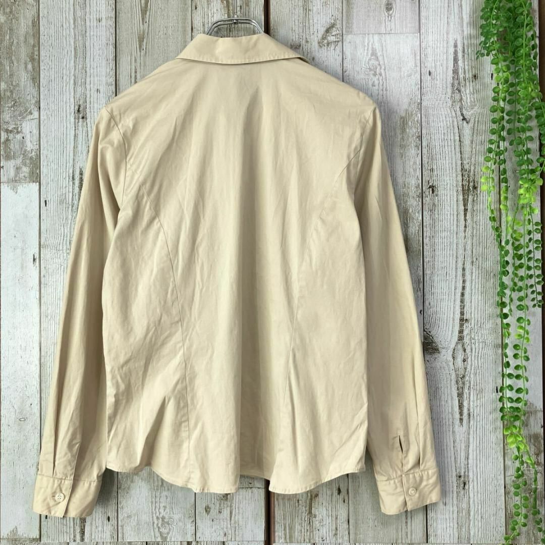 ☆LIFE&BEAUTY☆日本製☆スキッパー シャツ 比翼ボタン ベージュ 11号 M～L レディース 長袖 ストレッチ [送料無料☆匿名配送] t4743_画像5