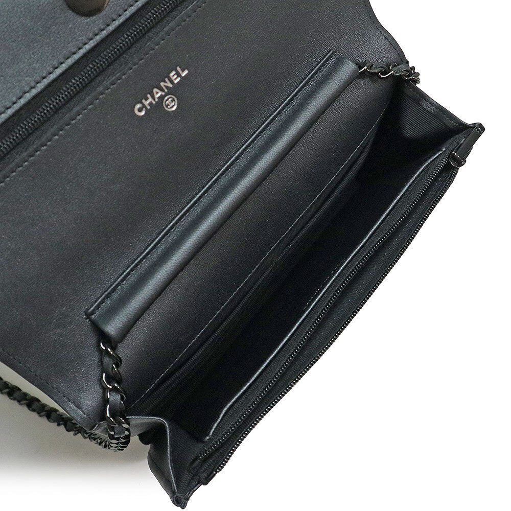 （未使用　展示品）シャネル CHANEL マトラッセ クラシック ココマーク チェーンウォレット ショルダーバッグ レザー ダークグレー AP0250