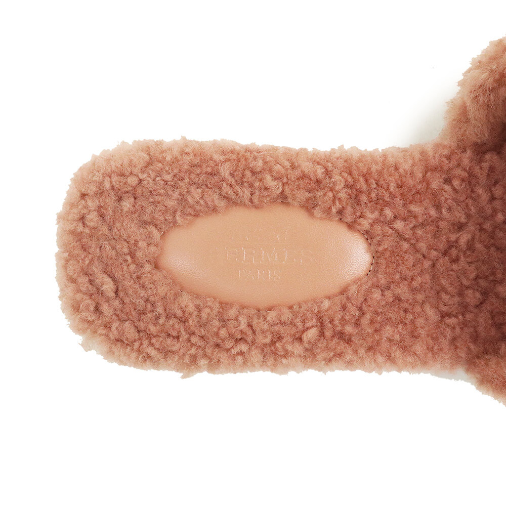 （新品・未使用品）エルメス HERMES オラン サンダル ミュール シープスキン ローズオーブ ピンク 35.5 22.5cm 箱付_画像7