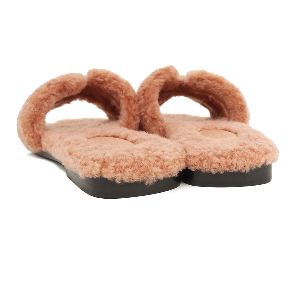 （新品・未使用品）エルメス HERMES オラン サンダル ミュール シープスキン ローズオーブ ピンク 35.5 22.5cm 箱付_画像9