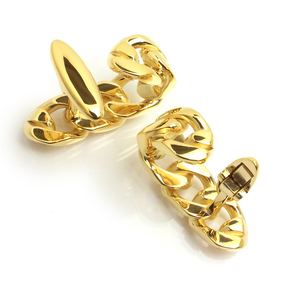 （新品?未使用品）ボッテガヴェネタ BOTTEGA VENETA チェーン カフリンクス カフス シルバー925 ゴールド 574957 箱付