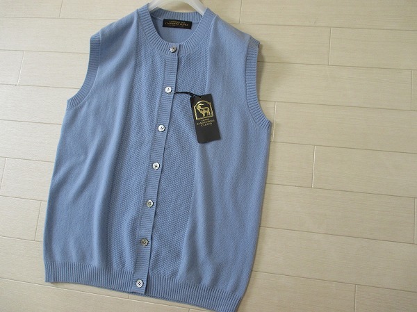 未使用/CASHMERE CLUB21　カシミヤ100％　模様編み入りニットベスト　M～Lサイズ