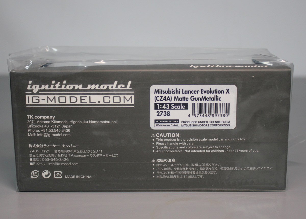 ▲最後1台！Grey！Ignition Model 1/43 ランサーエボリューション Mitsubishi Lancer EVO 十代目 Evolution X CZ4A IG 新品 IG2738