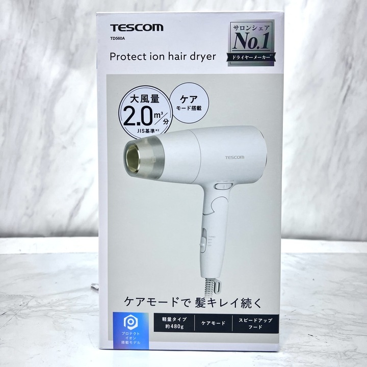 ※1円スタート【開(kāi)封済?未使用品】テスコム ヘアドライヤー プロテクトイオン 折りたたみ ホワイト TD560A-W