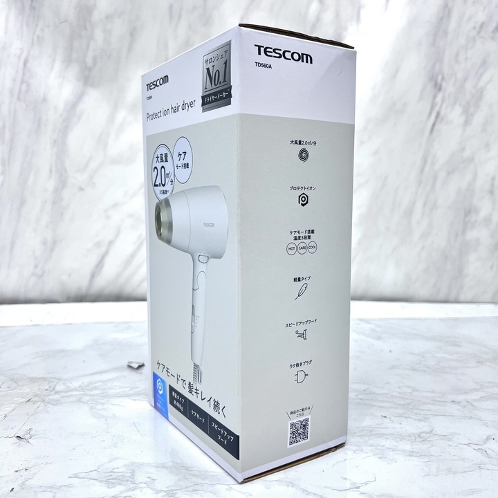 ※1円スタート【開(kāi)封済?未使用品】テスコム ヘアドライヤー プロテクトイオン 折りたたみ ホワイト TD560A-W