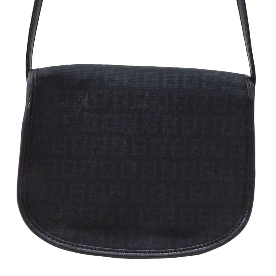 1円■フェンディ ショルダーバッグ ブラック系 キャンバス×レザー レディース コンパクト モノトーン FENDI ■E.Ber.tI-15