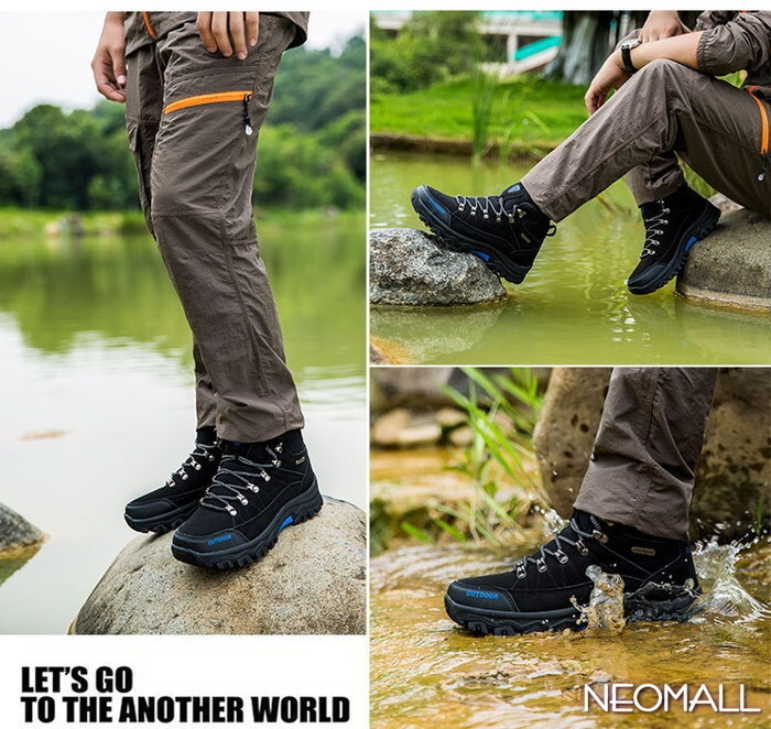 メンズ トレッキングシューズ ブラック 27.5cm【858】ハイカット ハイキングシューズ 防滑 耐磨耗 沖撃吸収 レディース 男女兼用