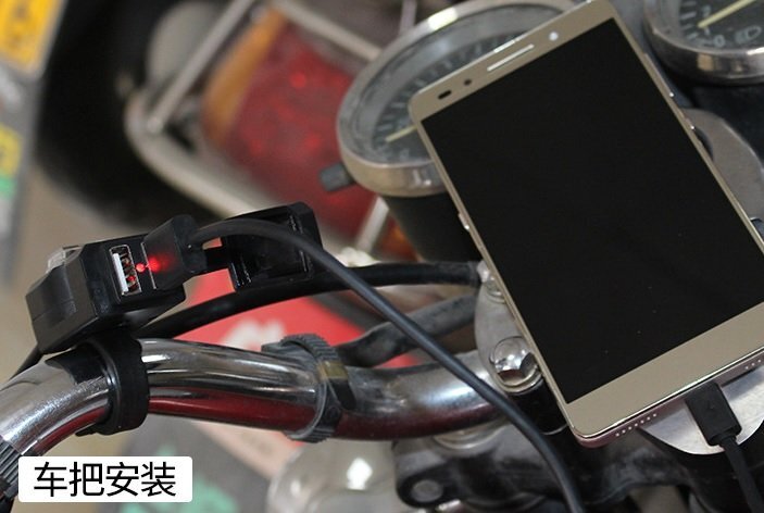 バイク用 USB電源 2ポート 防水 ハンドル ミラー 取り付け スマホ 攜帯 充電 給電 バッテリー リレー 接続