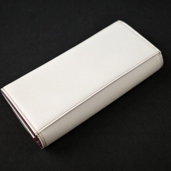 新品1円～★ポールスミス Paul Smith 箱付き 牛革レザー 二つ折り長財(cái)布 ロングウォレット かぶせ クロスグレイン2 白 正規(guī)店本物◆4700◆