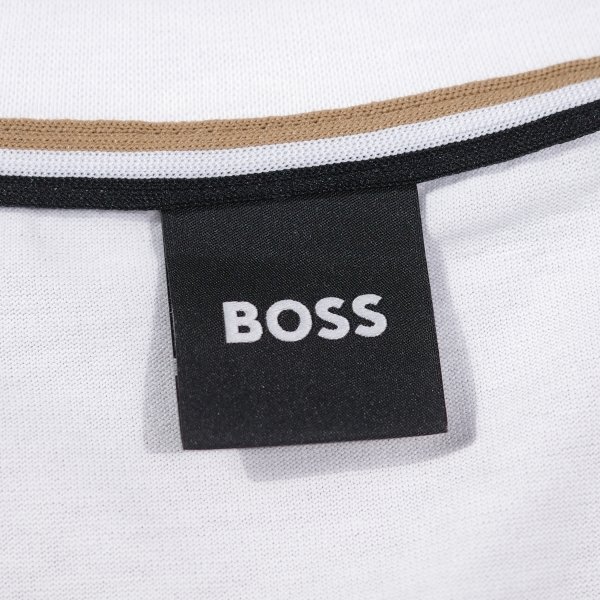 新品1円～★定価2萬 BOSS ボス メンズ 最高級ライン ロゴ コットン綿 半袖 クルーネックTシャツ L 白 ホワイト ヒューゴボス ◆A3326◆