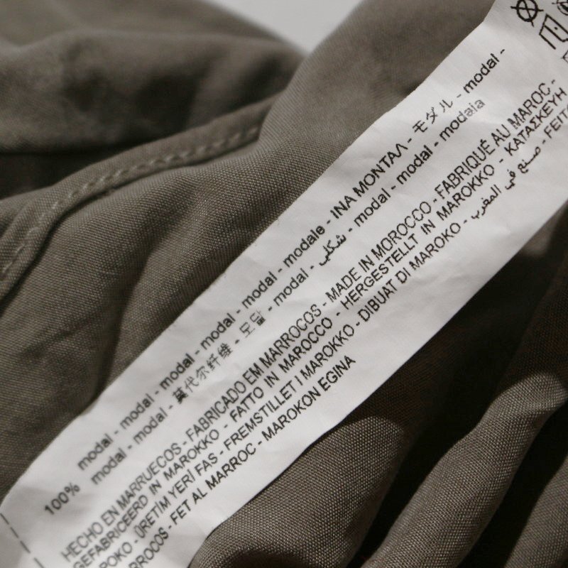 ZARA ザラ 合物 落ち感 とろみ ゆったり レーヨン ビッグ 長袖 シャツ M カーキ グリーン 緑 ロングシャツ モロッコ製 カジュアル_画像4