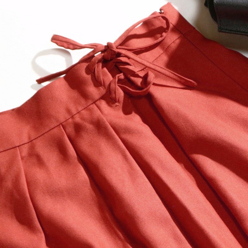 美品 エニィスィス any SiS 組曲 株)オンワード樫山 秋 冬 ウールライク ポリエステル フレアスカート 3 濃い オレンジ L レースアップ