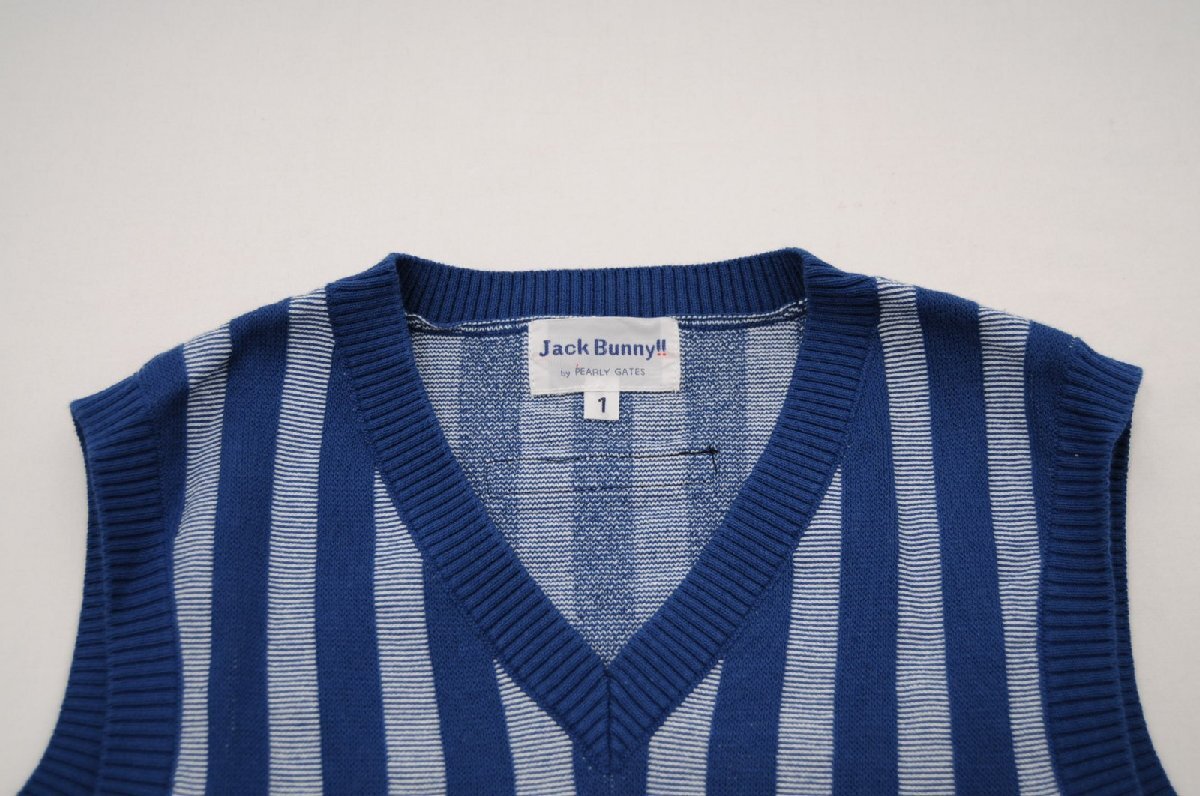 coco 中古【SALE】 ジャックバニー Jack Bunny!! レディース Vネック ベスト 1(M) 紺 ストライプ レターパックプラス発送可 63279_画像3