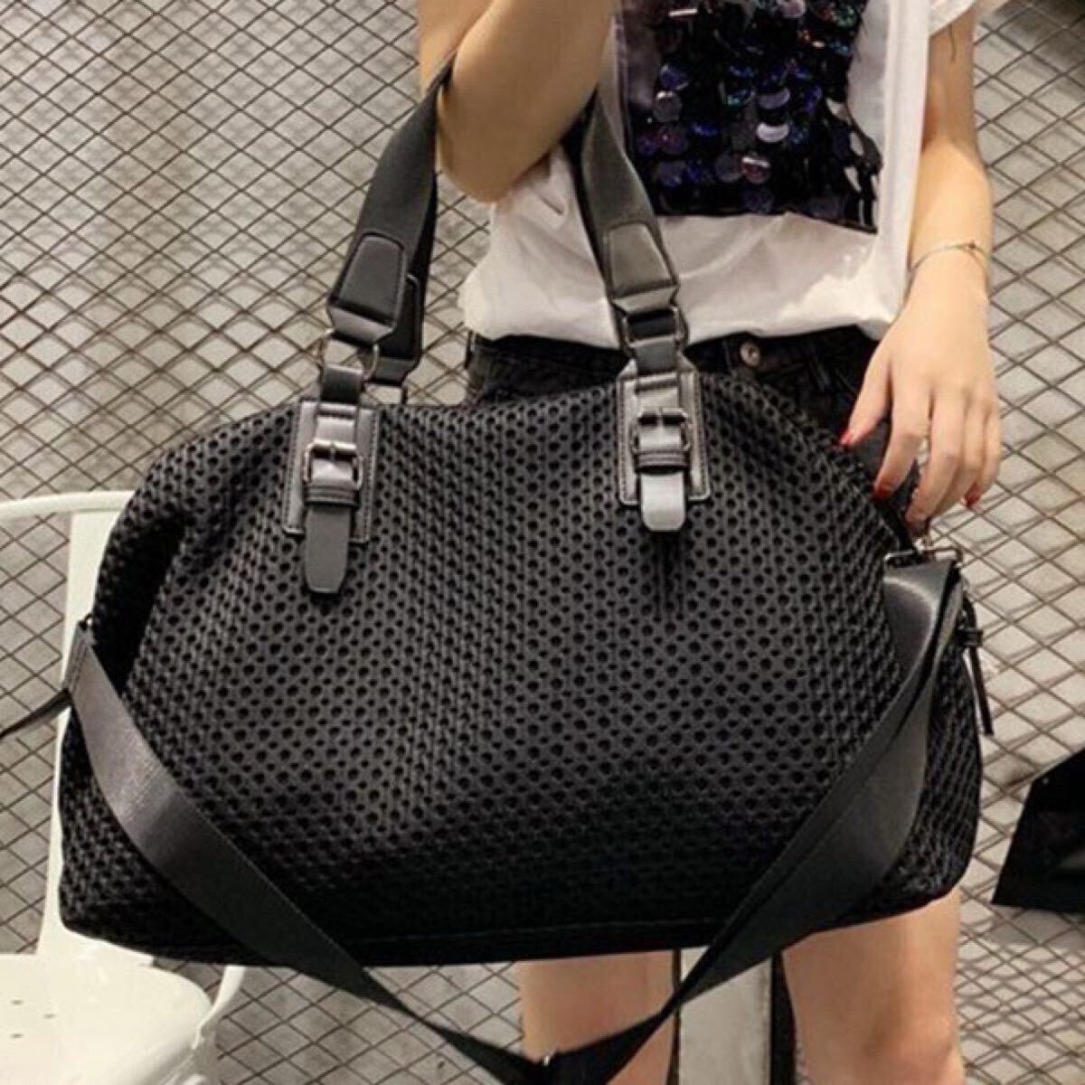 H17* сумка "Boston bag" сумка на плечо "мамина сумка" сетка черный чёрный женский мужской путешествие командировка легкий большая вместимость Carry on 2way