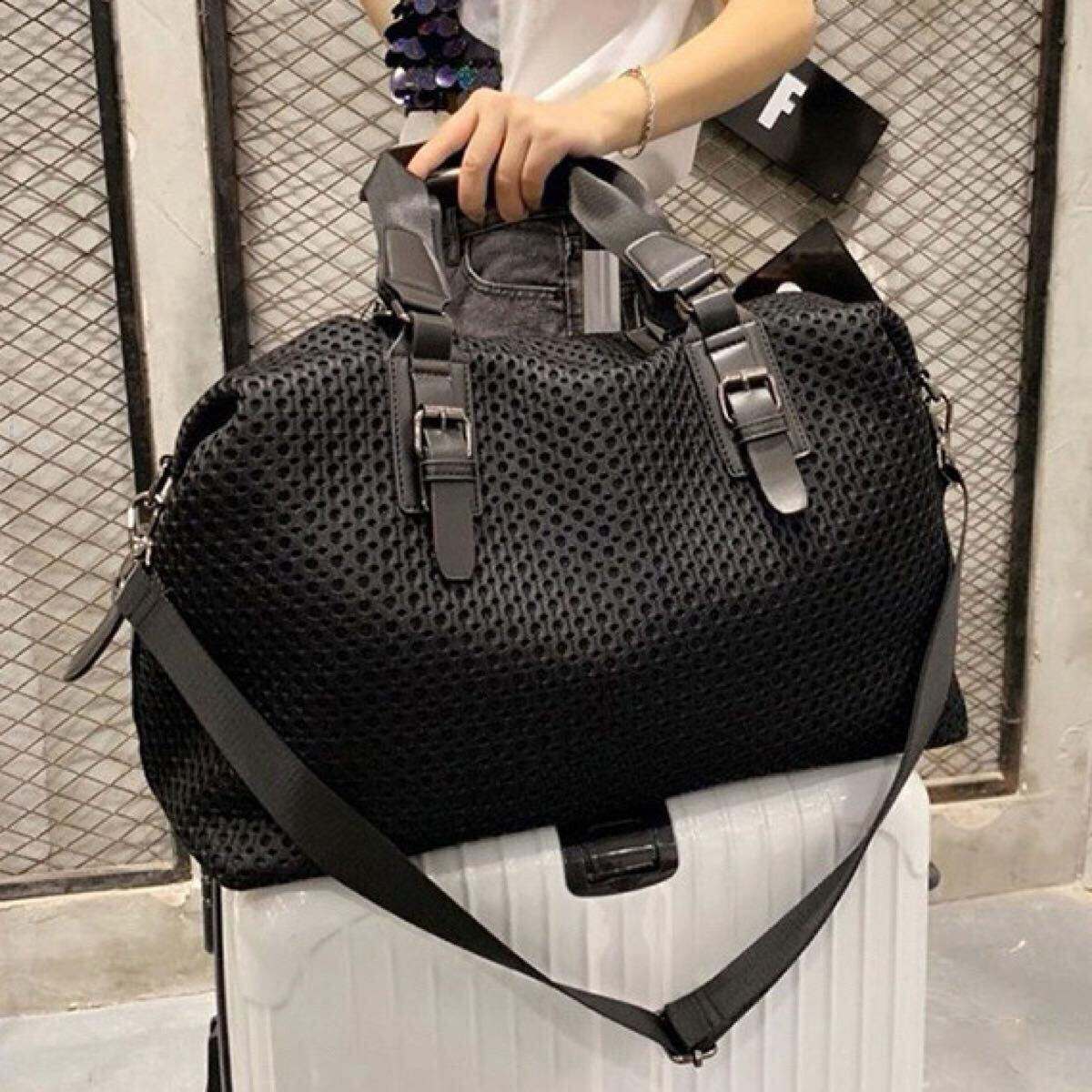 H17* сумка "Boston bag" сумка на плечо "мамина сумка" сетка черный чёрный женский мужской путешествие командировка легкий большая вместимость Carry on 2way