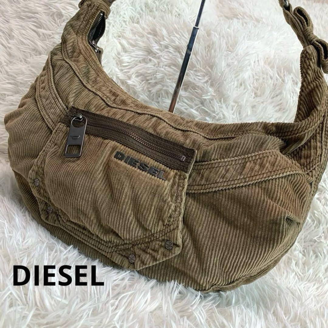 DIESEL【y2k◆Archive Shoulder Bag/ショルダーバッグ/トート】コーデュロイ ワンショルダー 三日月 90s メンズ レディース ディーゼル_画像1