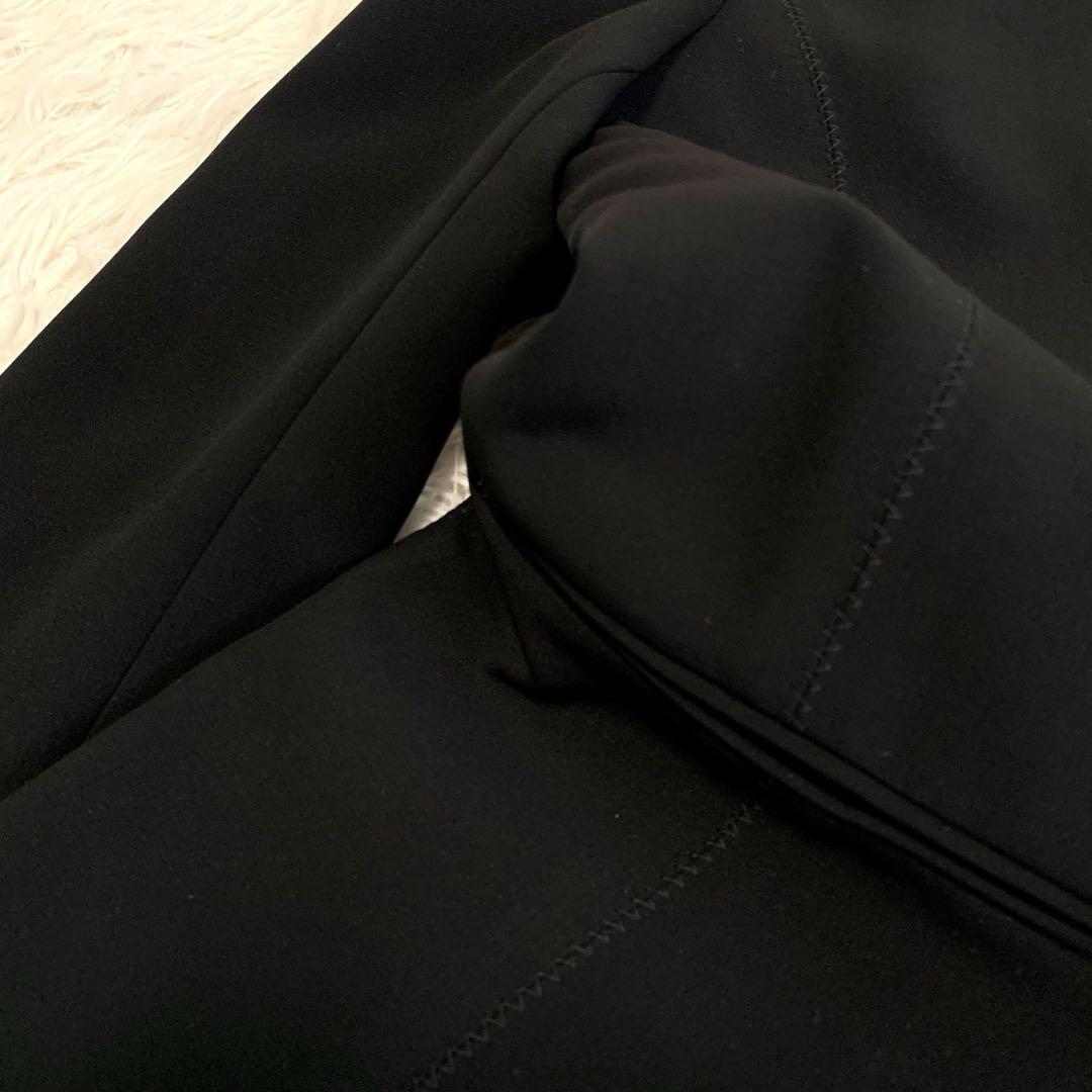 極美品◆BEIGE【洗える/ストレッチ◆ノーカラージャケット/羽織り】M相当 伸縮性 ウォッシャブル ブラック:黒 レディース 秋 春 ベイジ_画像4