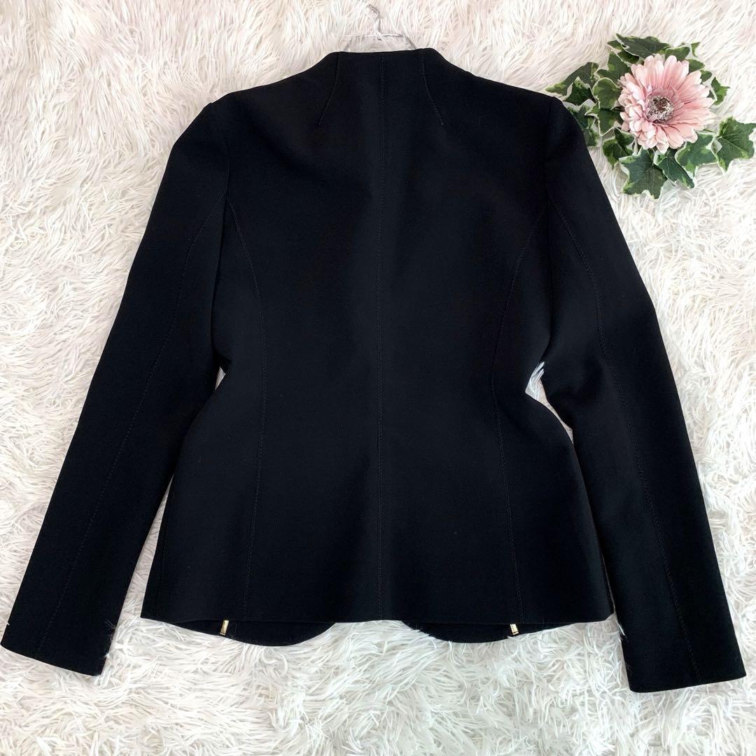 極美品◆BEIGE【洗える/ストレッチ◆ノーカラージャケット/羽織り】M相当 伸縮性 ウォッシャブル ブラック:黒 レディース 秋 春 ベイジ_画像9