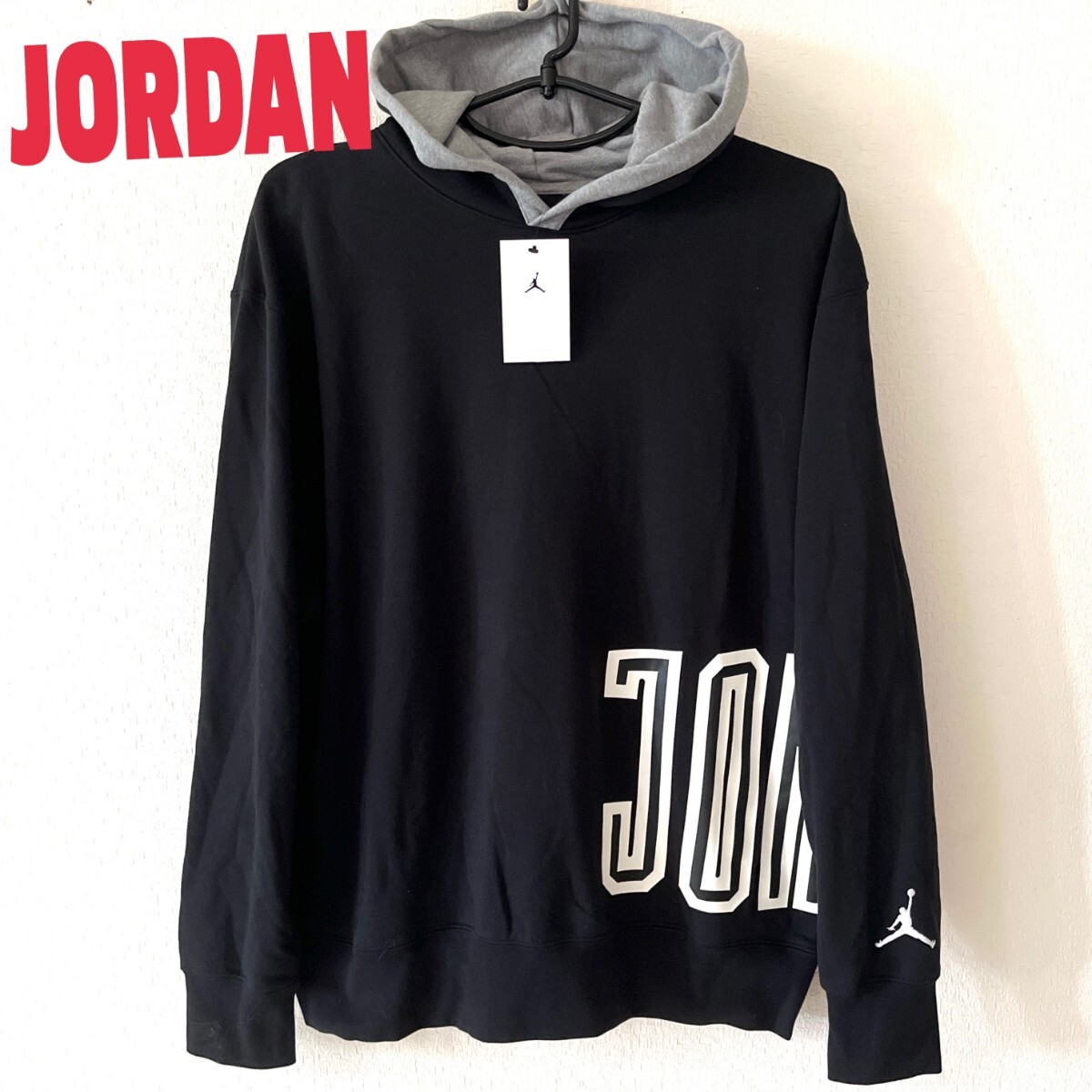 NIKE ナイキ ジョーダン ジャンプマン ビッグロゴ バスケ AIR JORDAN 黒 パーカー 新品 ブランド メンズ 裏パイル トレーナー 刺繍 ロゴ_画像1