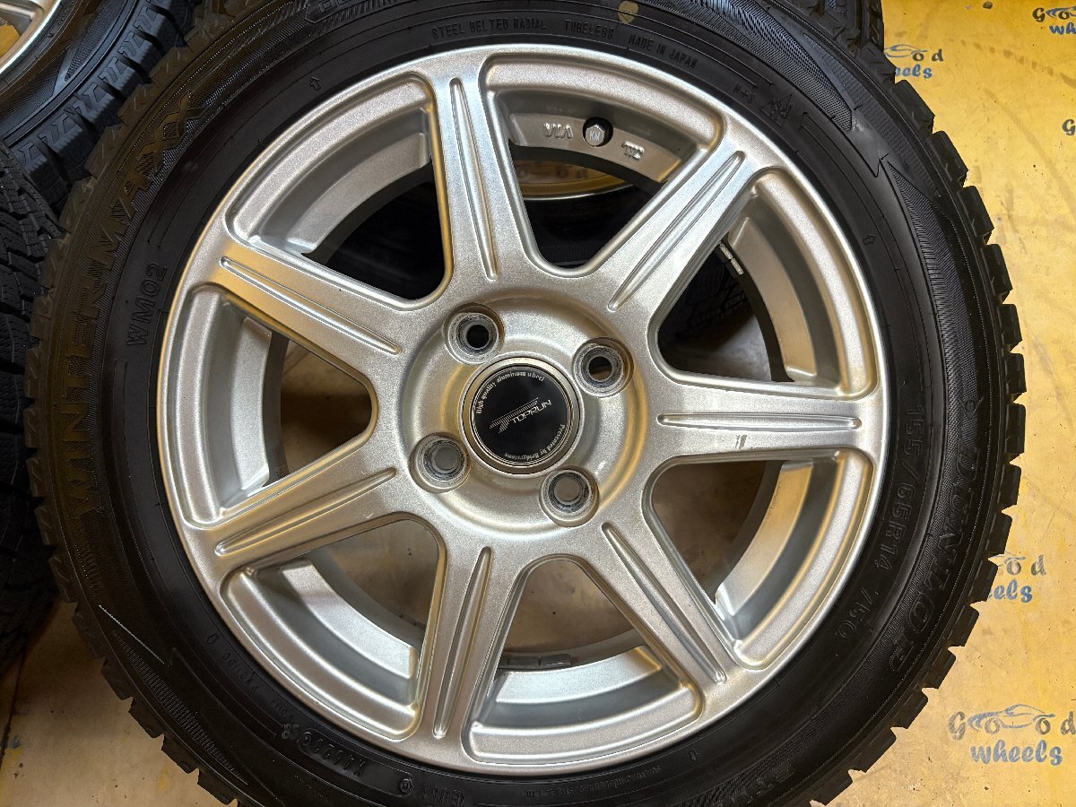 K-1824☆2023年製 155/65R14 DUNLOP WINTERMAXX WM02☆TOPRUN 14x4.5J+45 4/100☆スタッドレス☆軽自動車全般に☆_画像4