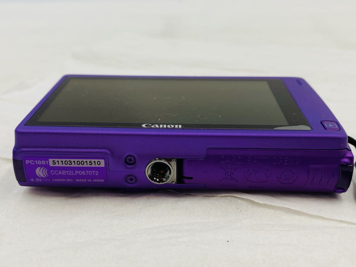 ◆ Canon IXY 430F キャノン イクシー コンパクトデジタルカメラ PC1881 パープル 箱説明書、充電器付き 通電確認(rèn)済み