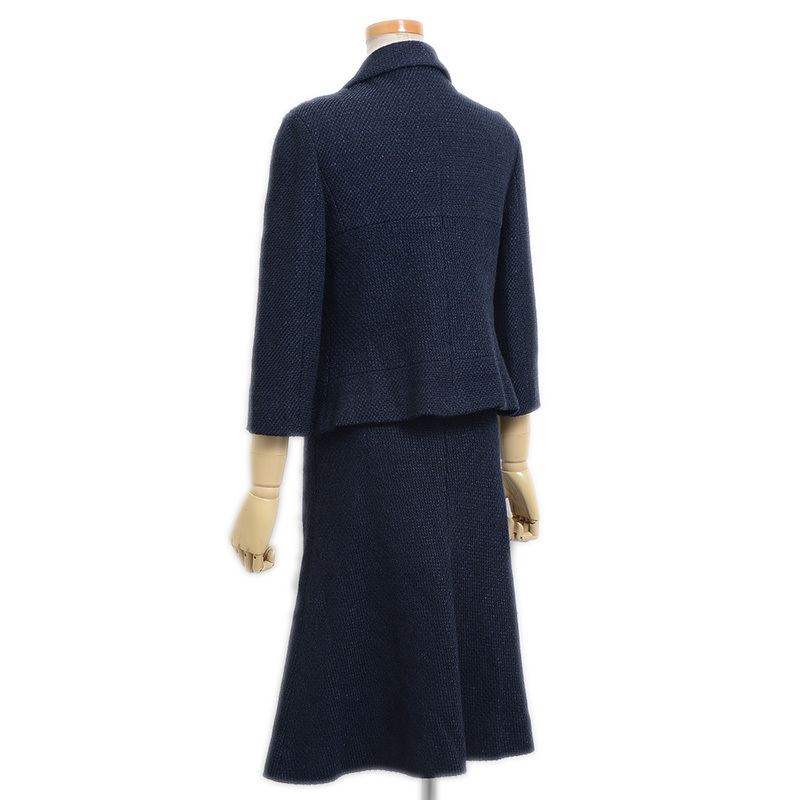 シャネル セットアップ ツイード コットン混 ネイビー レディース 38サイズ P17316