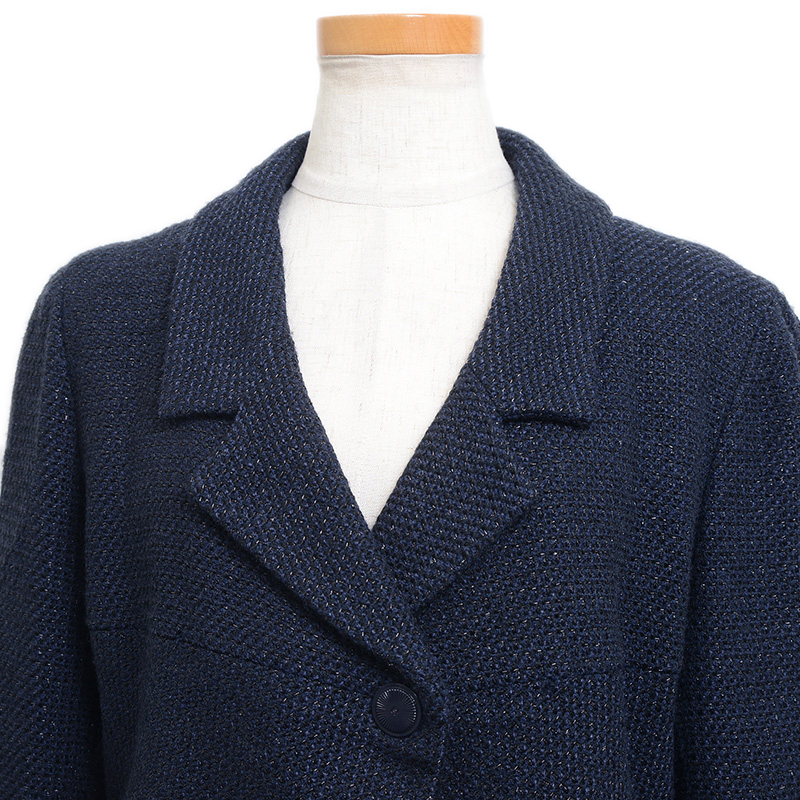 シャネル セットアップ ツイード コットン混 ネイビー レディース 38サイズ P17316