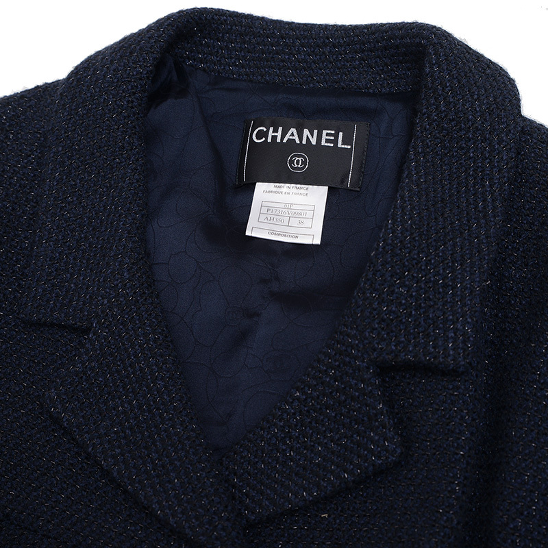 シャネル セットアップ ツイード コットン混 ネイビー レディース 38サイズ P17316