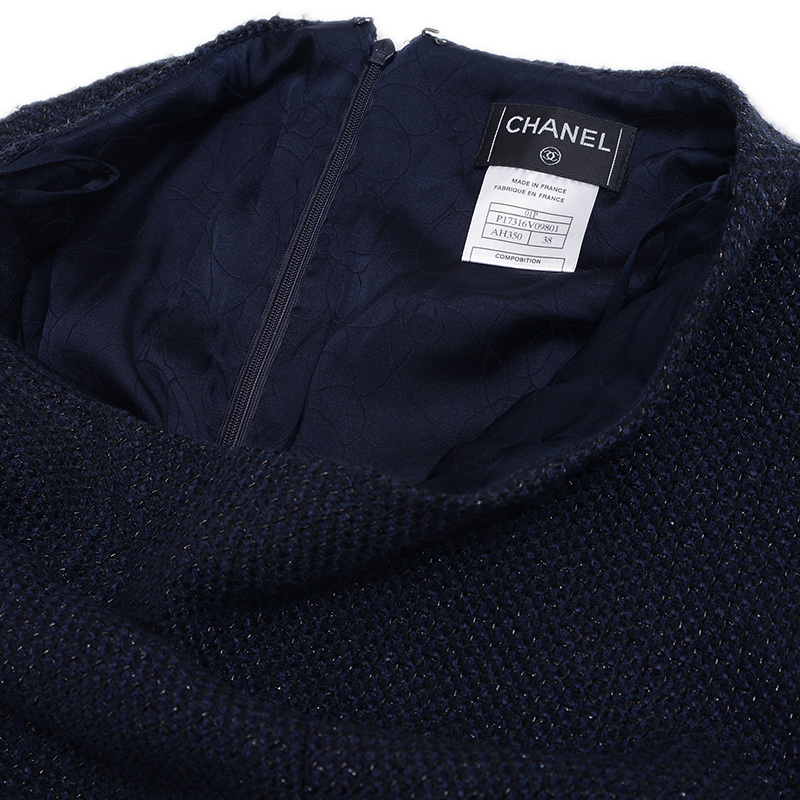 シャネル セットアップ ツイード コットン混 ネイビー レディース 38サイズ P17316