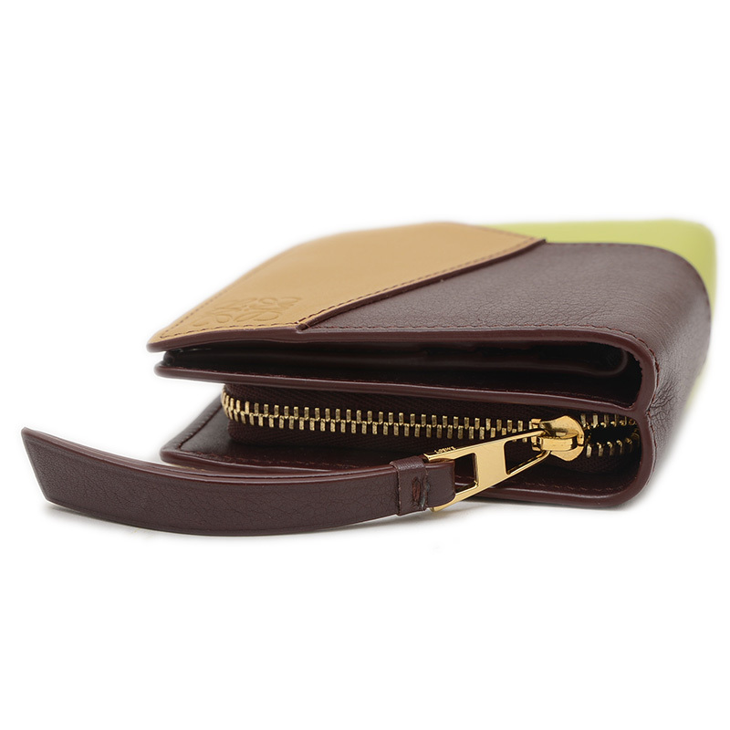 値下げ ロエベ パズル コンパクトジップウォレット 二つ折り財布 レザー マルチカラー C510Z41X10