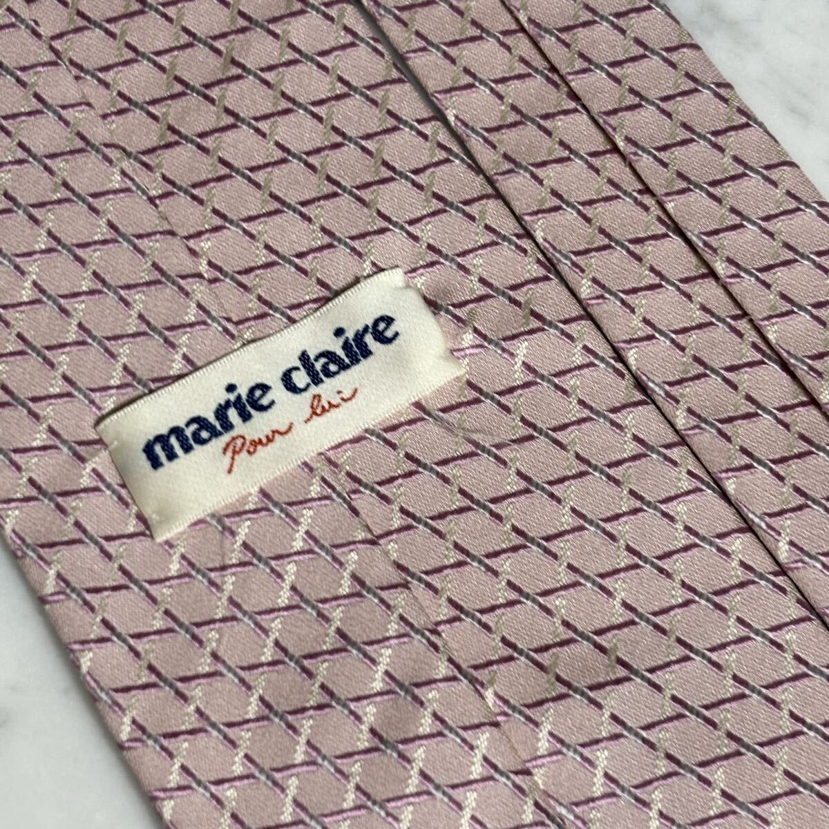 【未使用に近い】 999円～ marie claire ネクタイ ピンク チェック柄 (R8)_画像5