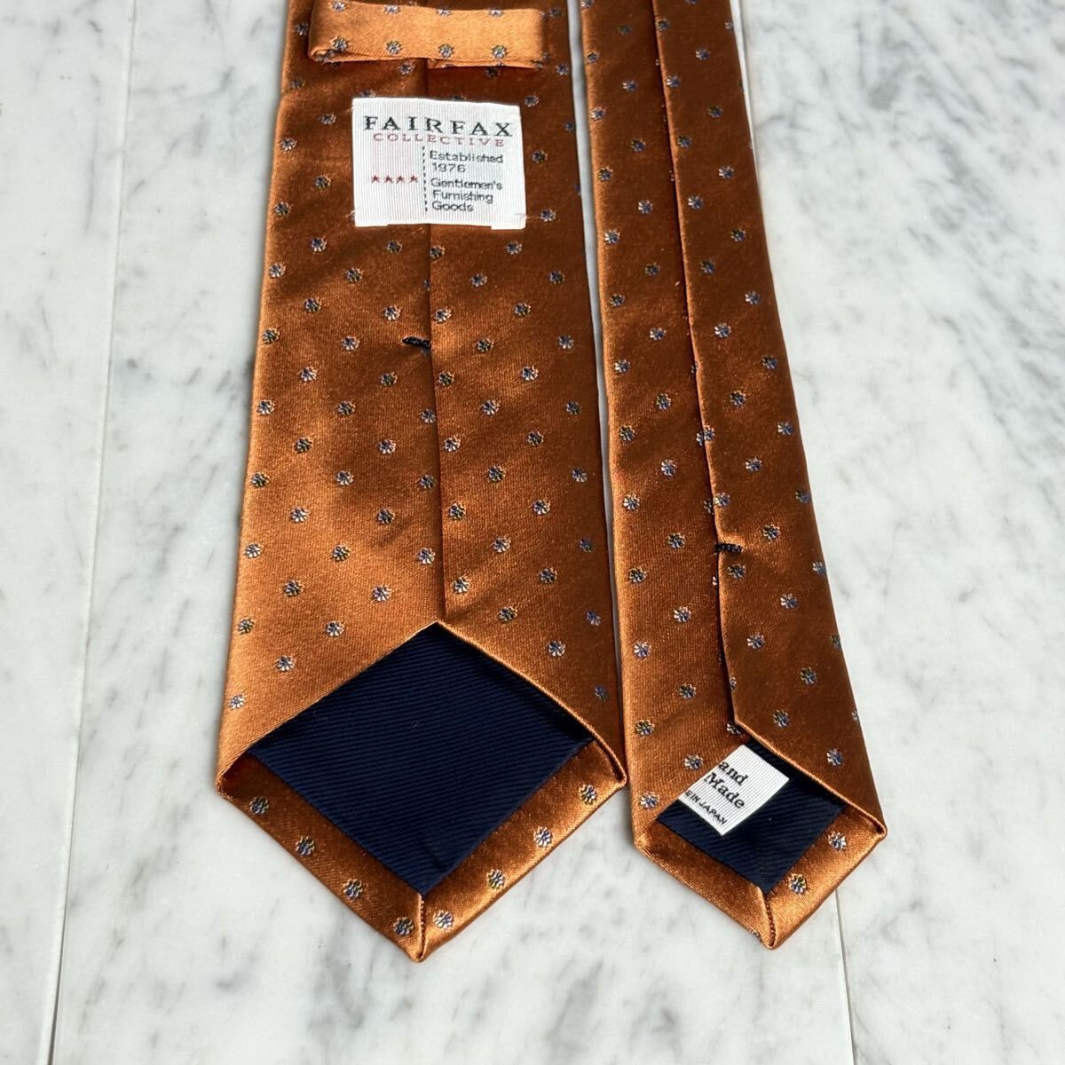 999円～ FAIRFAX ネクタイ オレンジ系 光沢 総柄 (R6)_画像5